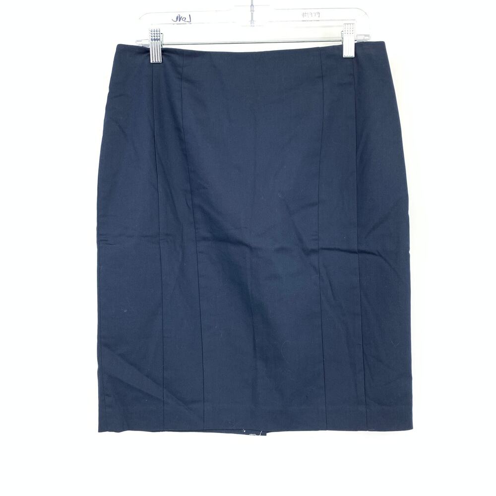 Ann Taylor Pencil Straight Skirt Womens Sz 10 Solid Navy Blue Back Zip